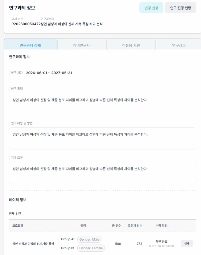 연구과제 상세 화면